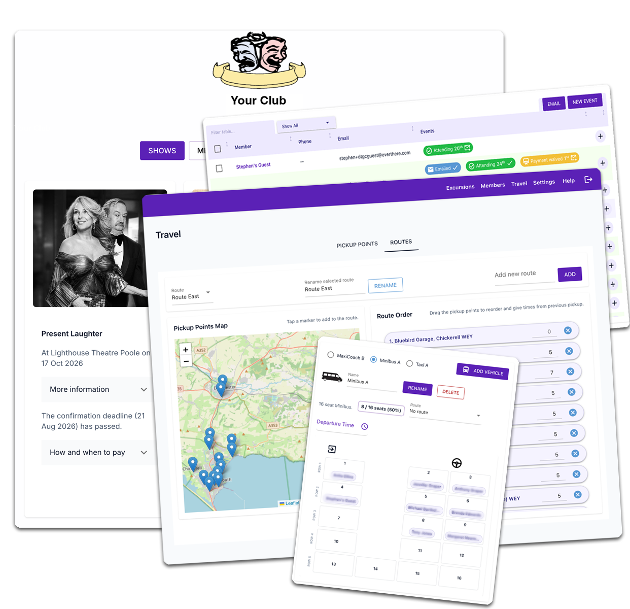 Screenshot of the excursion planning interface